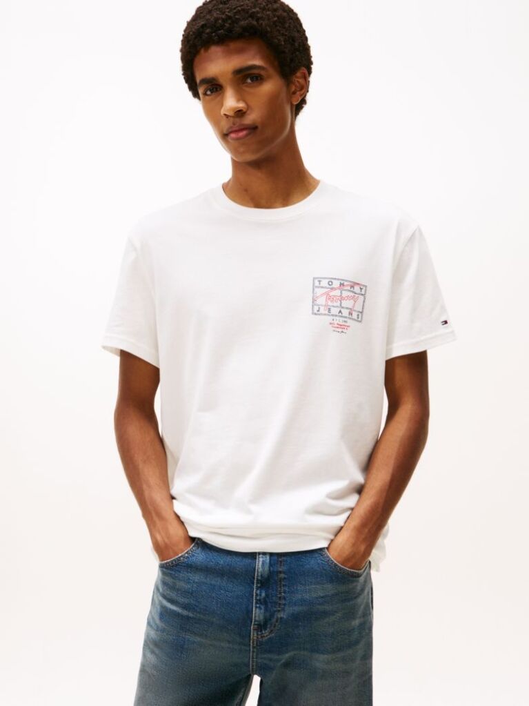 Μπεζ T-Shirt Με Κλασική Λαιμόκοψη Και Signature Πίσω Λογότυπο  Άνδρες