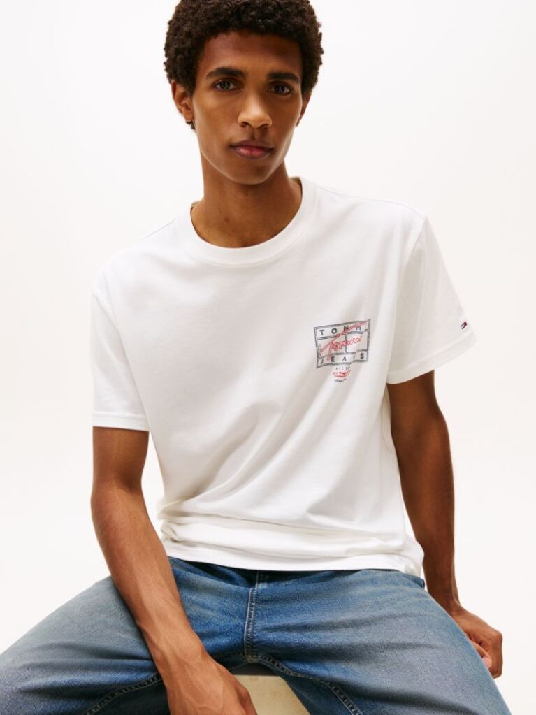 Μπεζ T-Shirt Με Κλασική Λαιμόκοψη Και Signature Πίσω Λογότυπο  Άνδρες