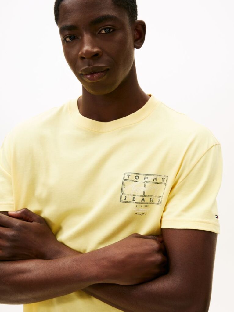Κίτρινο T-Shirt Με Κλασική Λαιμόκοψη Και Signature Πίσω Λογότυπο  Άνδρες
