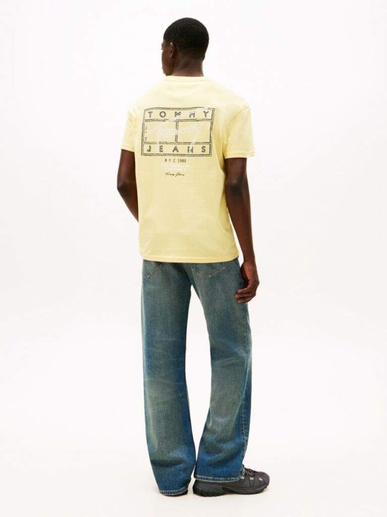 Κίτρινο T-Shirt Με Κλασική Λαιμόκοψη Και Signature Πίσω Λογότυπο  Άνδρες