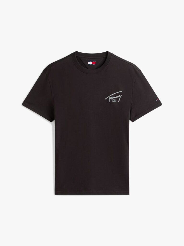 Black Signature Back Logo Crew Neck T-Shirt  Men