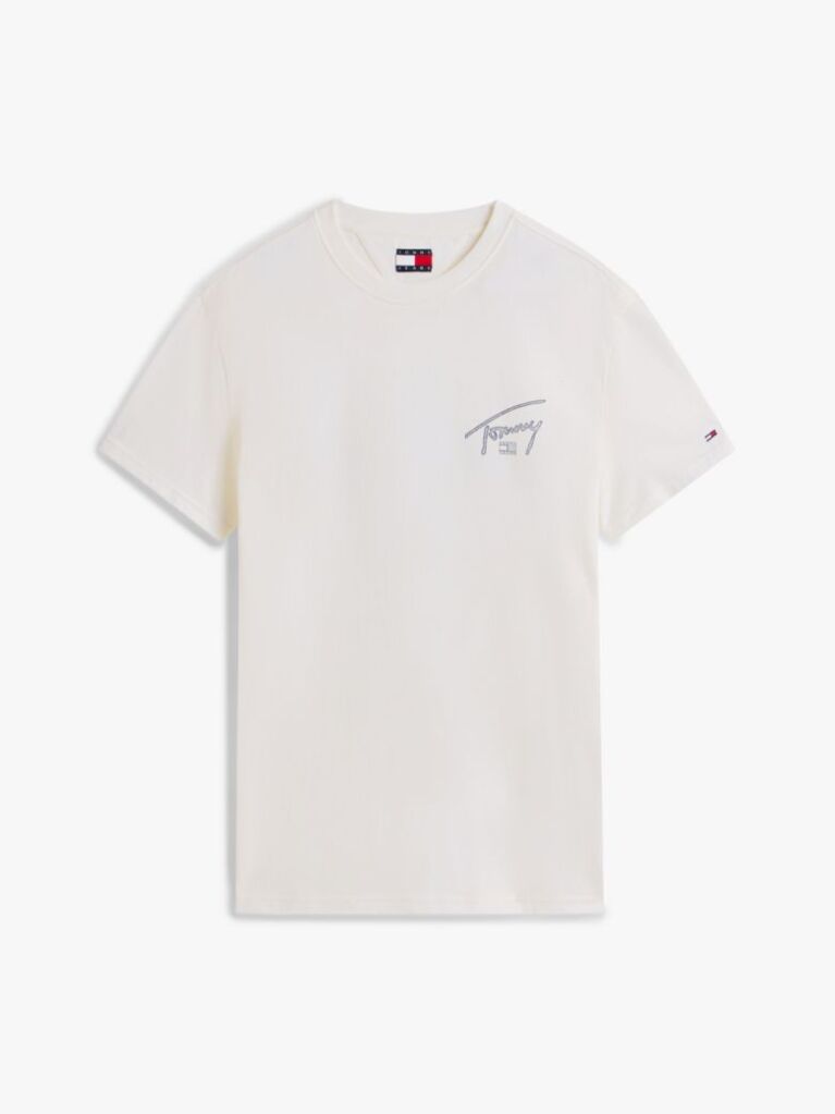 Beige Signature Back Logo Crew Neck T-Shirt  Men