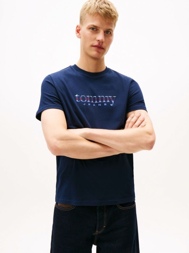 Μπλε T-Shirt Σε Slim Γραμμή Με Λογότυπο  Άνδρες