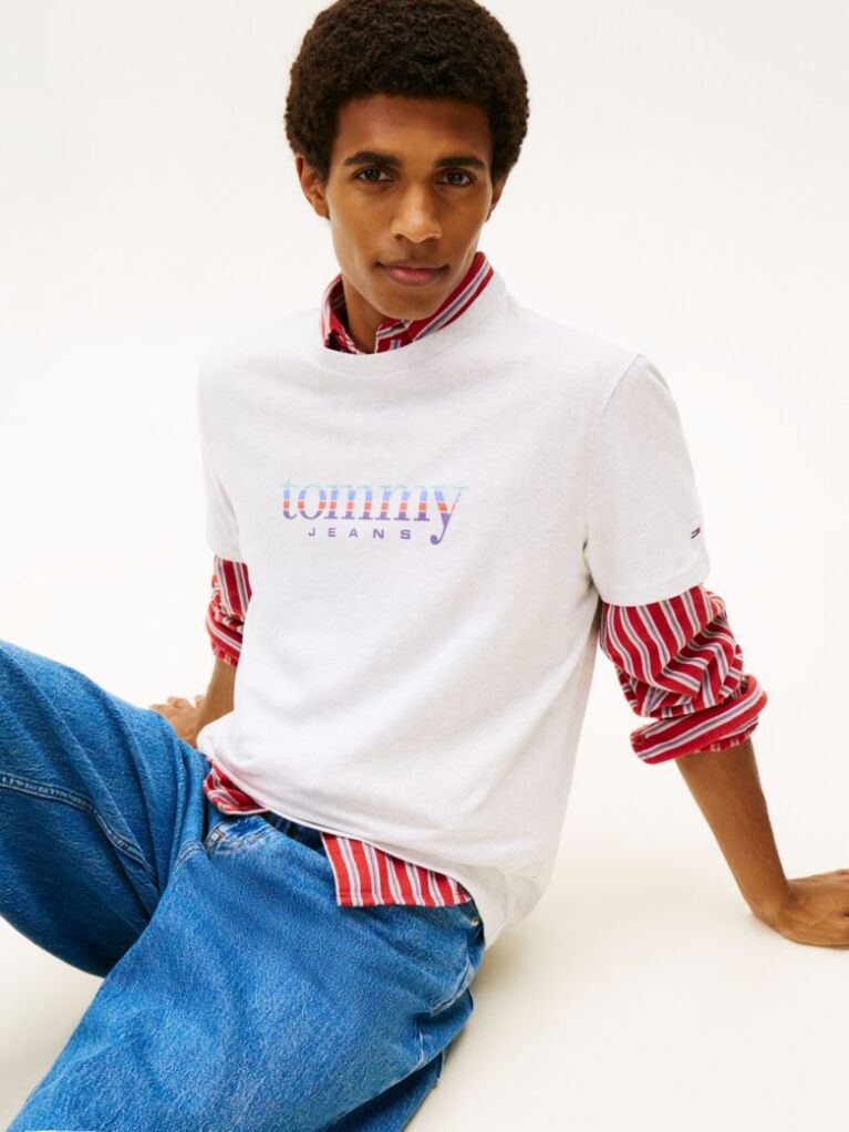 Γκρι T-Shirt Σε Slim Γραμμή Με Λογότυπο  Άνδρες