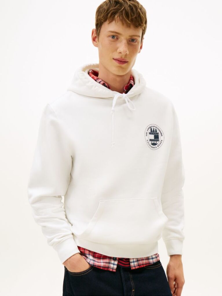 Beige Back Slogan Washed Relaxed Hoody  Men