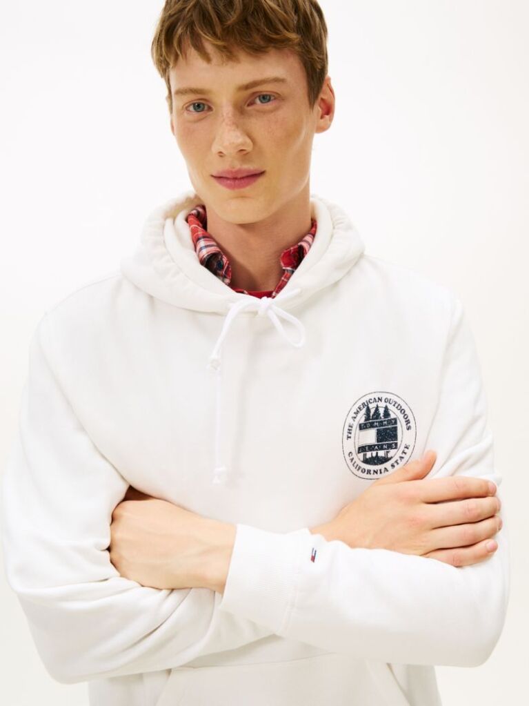 Beige Back Slogan Washed Relaxed Hoody  Men