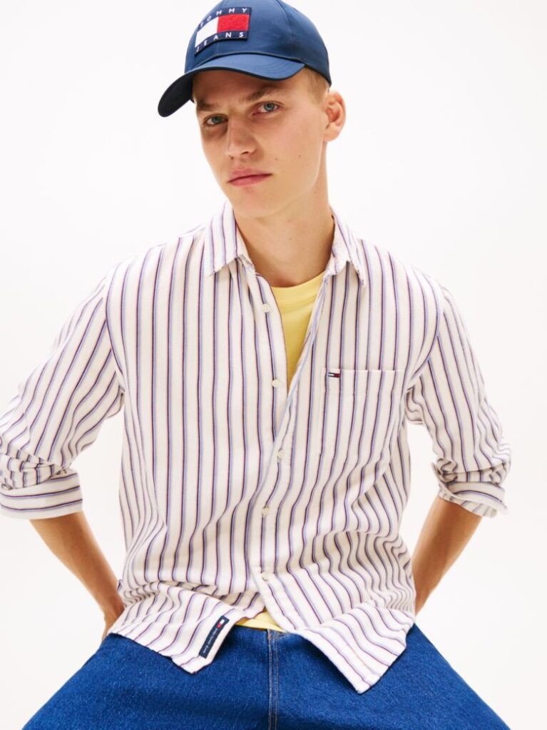 Multi Relaxed Fit Stripe Twill Shirt  Men