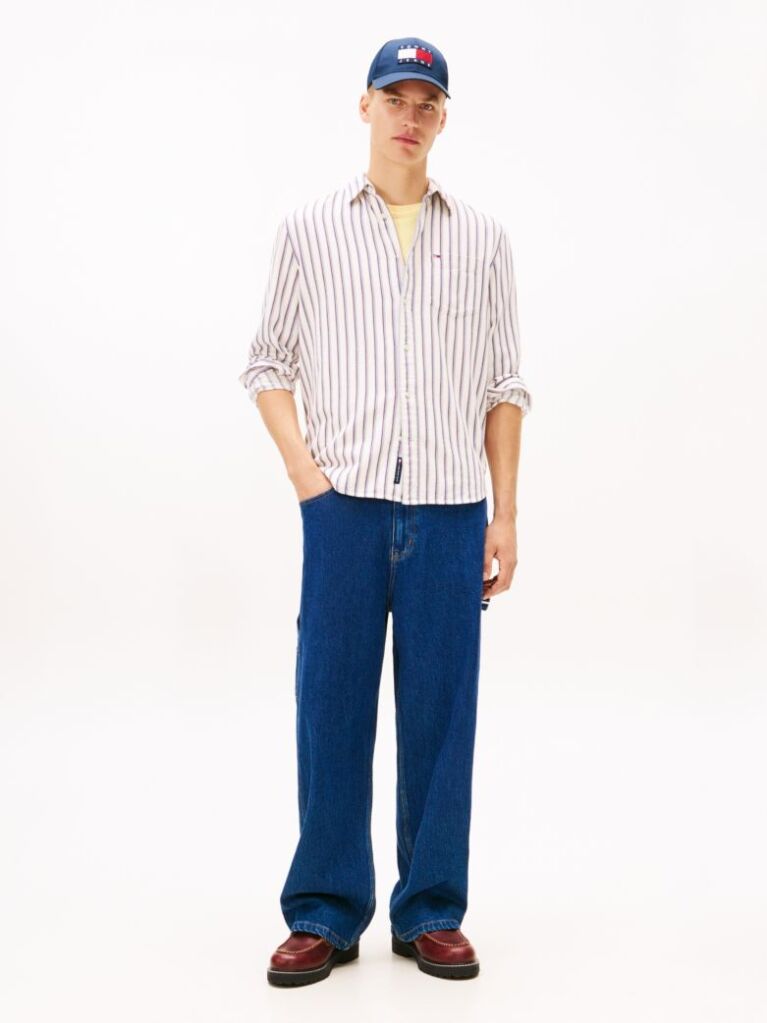 Multi Relaxed Fit Stripe Twill Shirt  Men