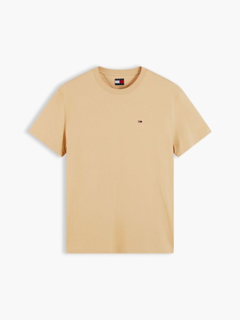 Beige Tommy Flag Crew Neck T-Shirt  Men
