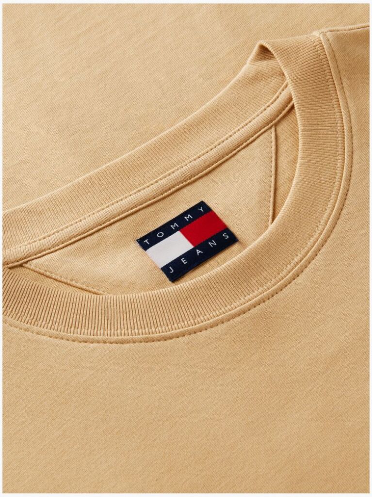 Beige Tommy Flag Crew Neck T-Shirt  Men