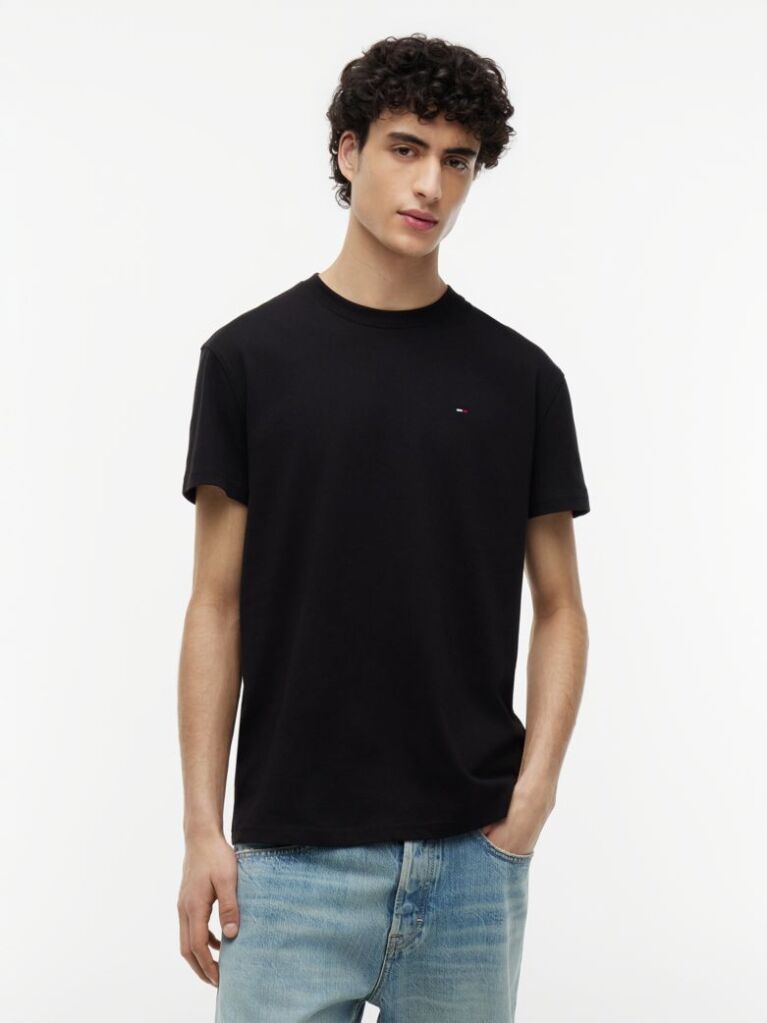 Black Tommy Flag Crew Neck T-Shirt  Men