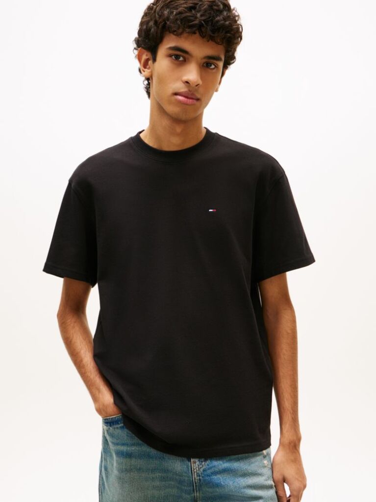 Μαύρο Άνετο T-Shirt Με Σημαία Tommy  Άνδρες