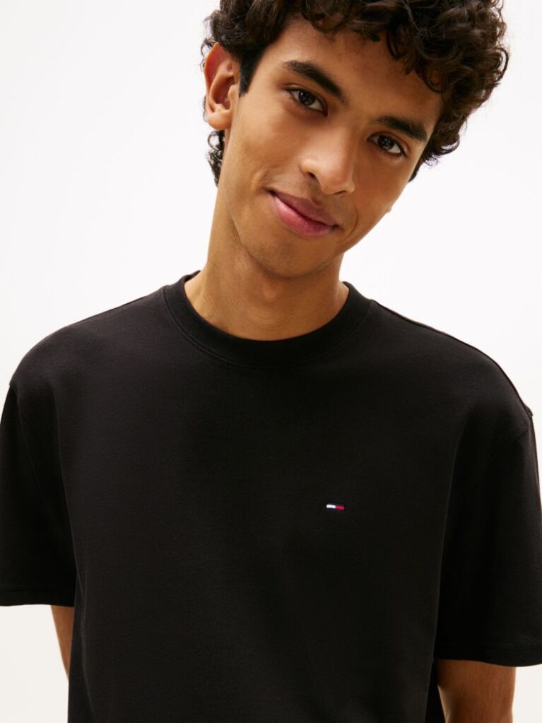 Μαύρο Άνετο T-Shirt Με Σημαία Tommy  Άνδρες