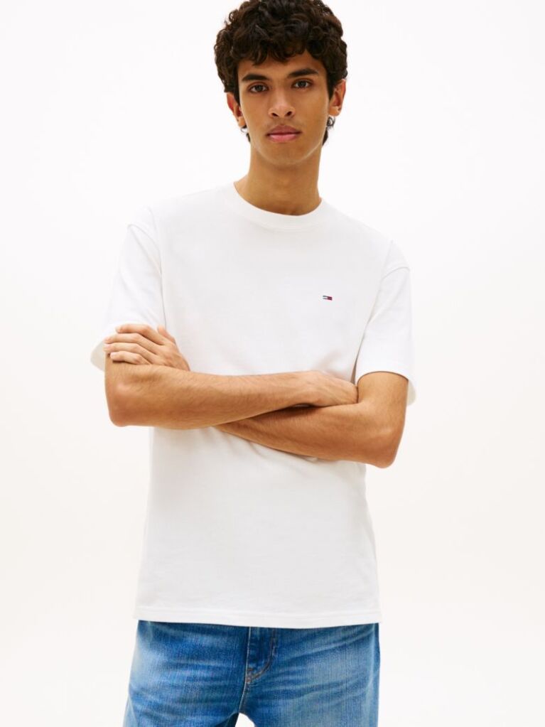 Άσπρο Άνετο T-Shirt Με Σημαία Tommy  Άνδρες