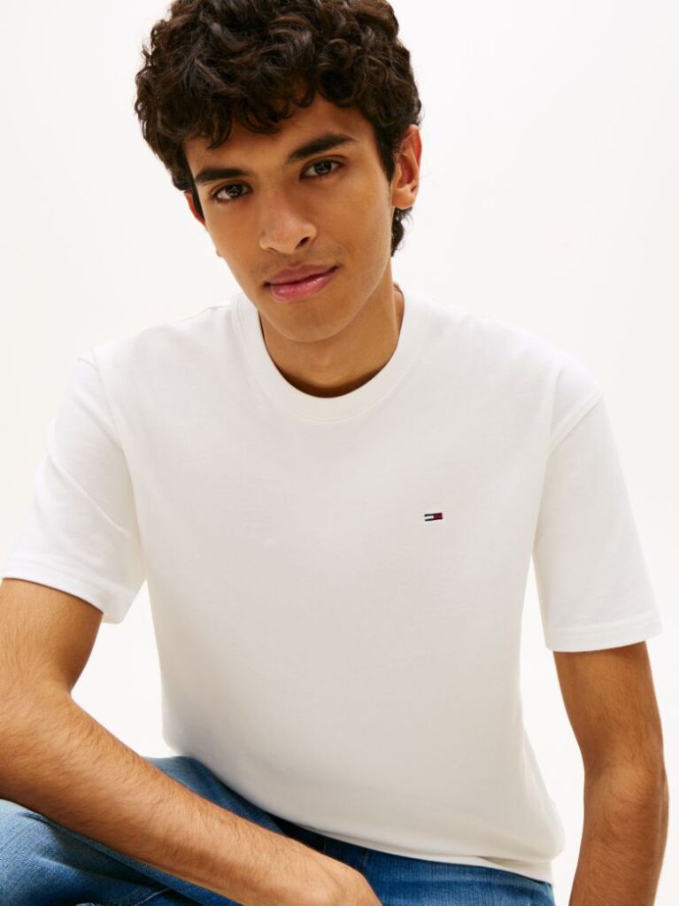 Άσπρο Άνετο T-Shirt Με Σημαία Tommy  Άνδρες