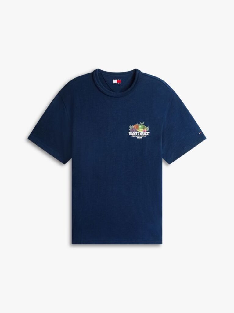 Μπλε Άνετο T-Shirt Με Λογότυπο  Άνδρες