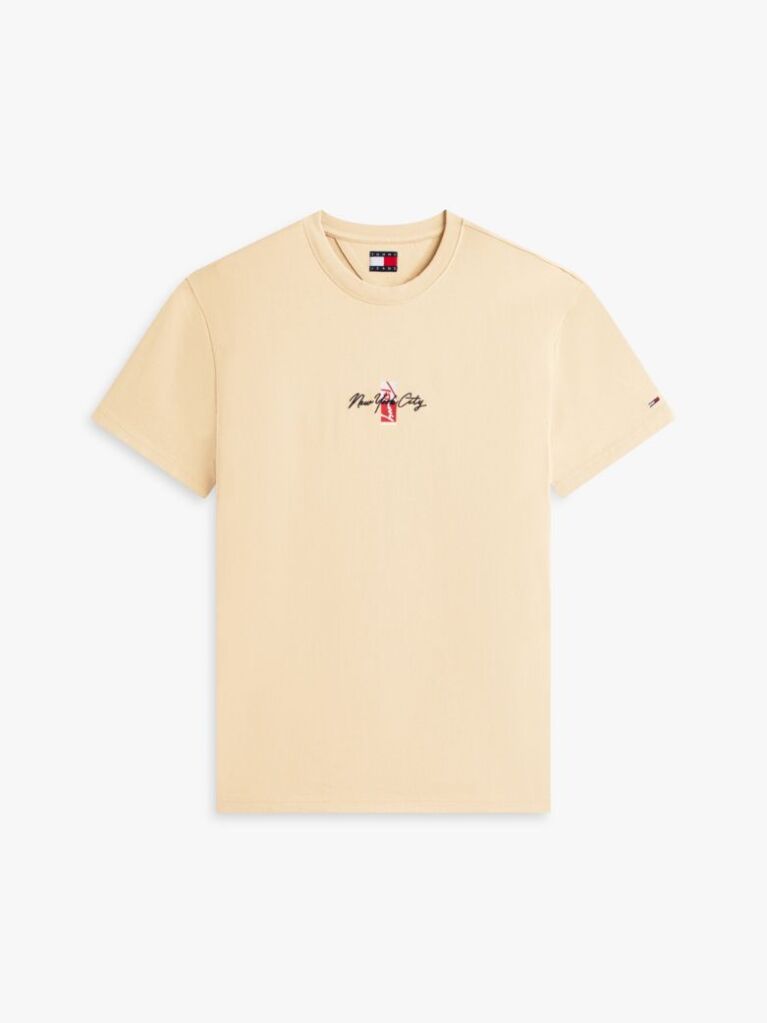 Brown Signature Logo Embroidery Crew Neck T-Shirt  Men