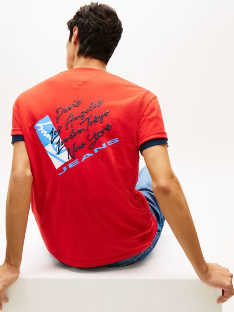 Red Signature Back Logo Jersey T-Shirt  Men