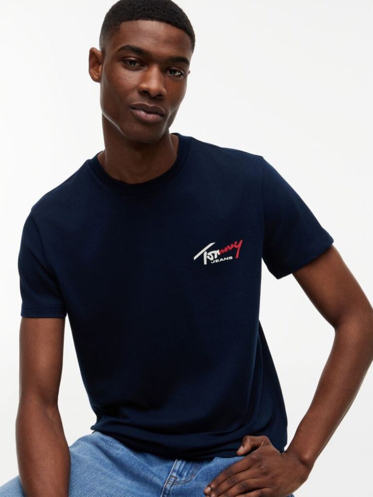 Blue Signature Logo Slim Jersey T-Shirt  Men