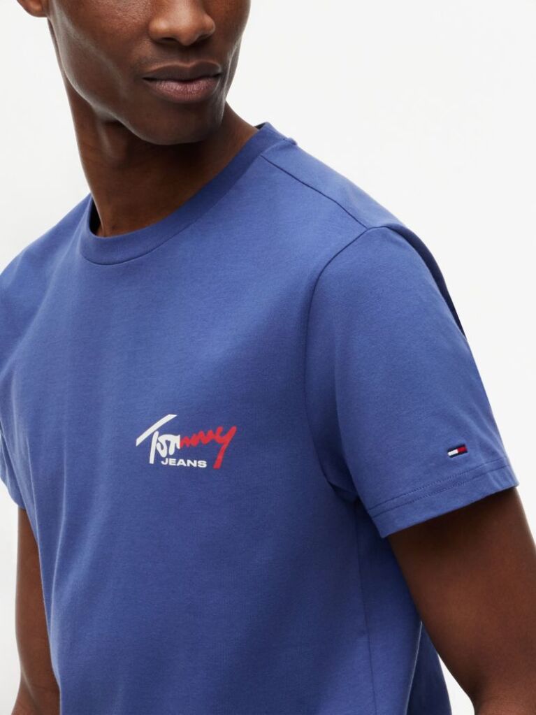 Blue Signature Logo Slim Jersey T-Shirt  Men