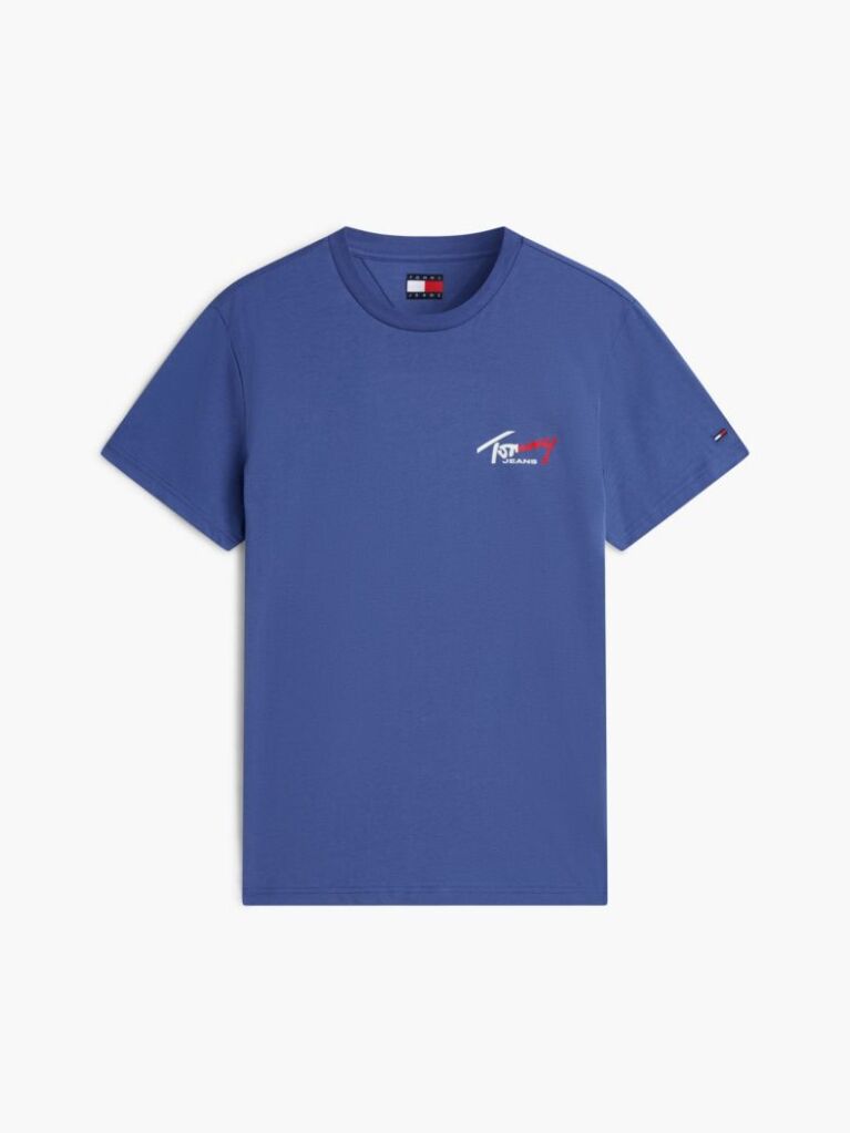 Blue Signature Logo Slim Jersey T-Shirt  Men
