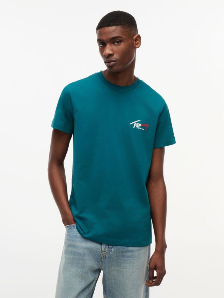 Blue Signature Logo Slim Jersey T-Shirt  Men