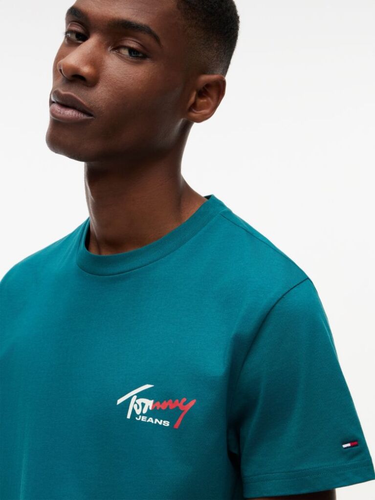 Blue Signature Logo Slim Jersey T-Shirt  Men