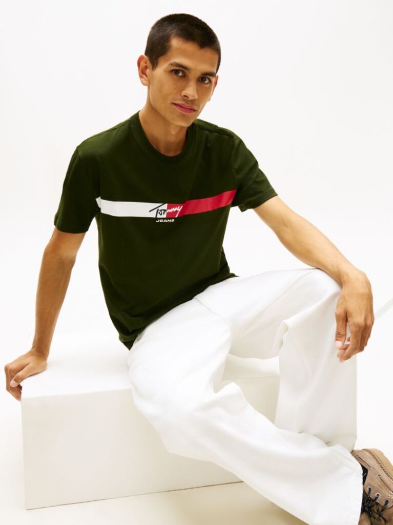 Green Signature Logo Jersey T-Shirt  Men