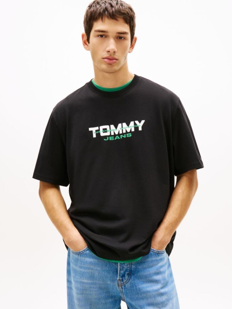 Μαύρο T-Shirt Κοντομάνικο Με Λογότυπο  Άνδρες