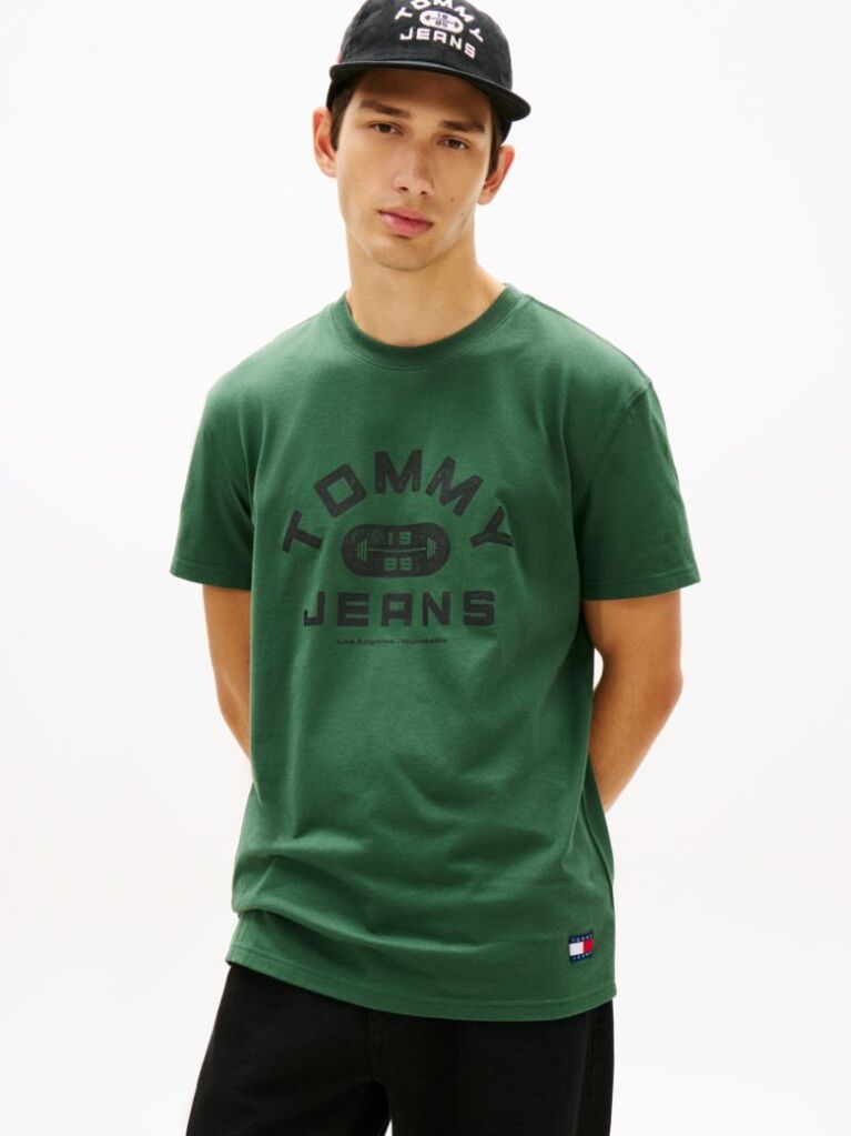 Green Graphic Crew Neck Jersey T-Shirt  Men