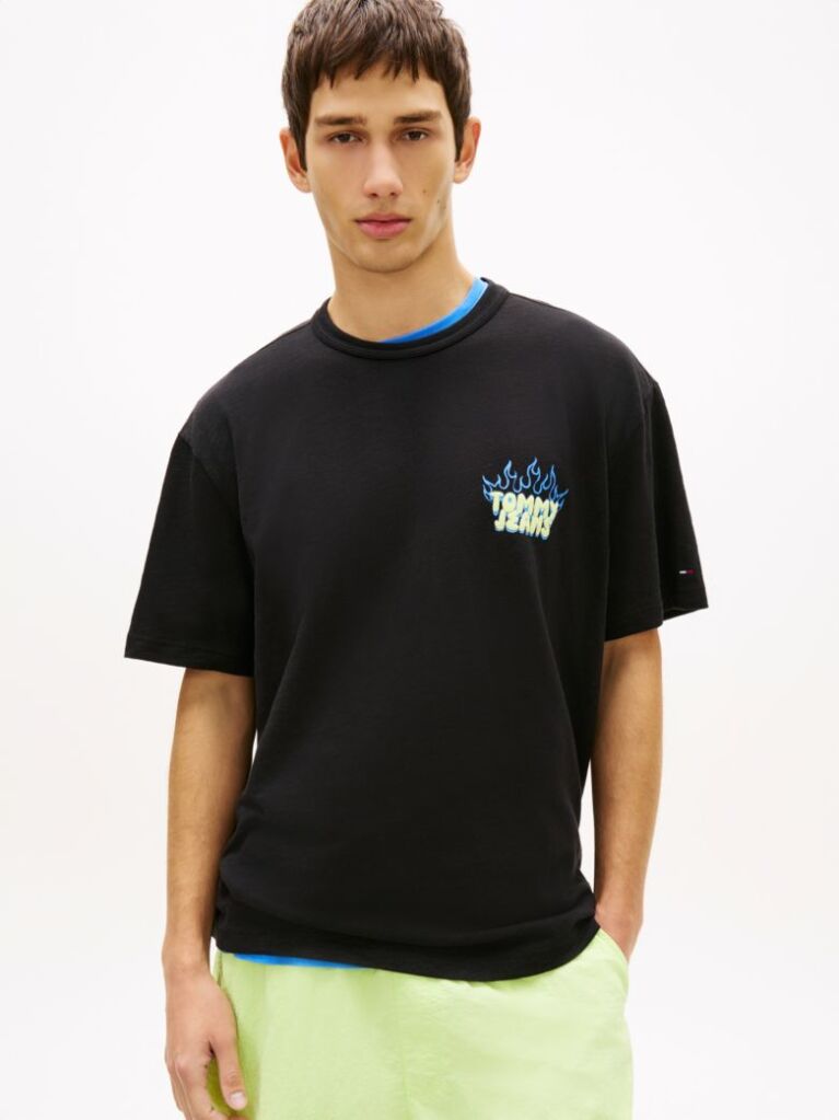 Μαύρο Άνετο T-Shirt Με Bubble Λογότυπο  Άνδρες