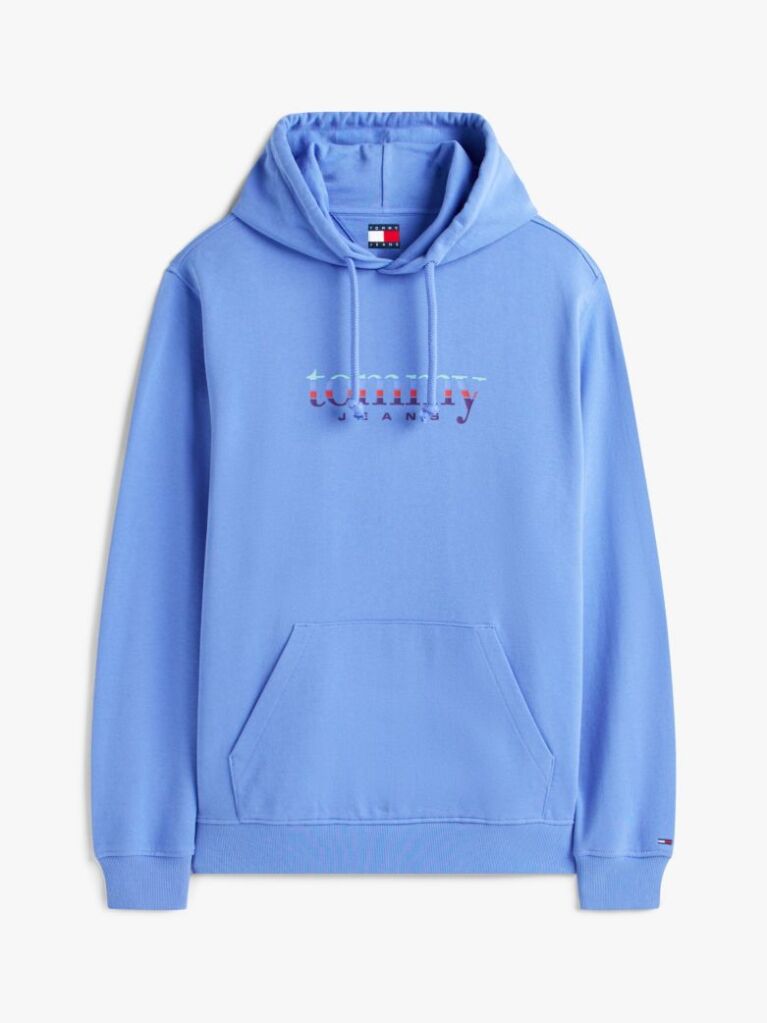 Blue Logo Terry Drawstring Hoody  Men