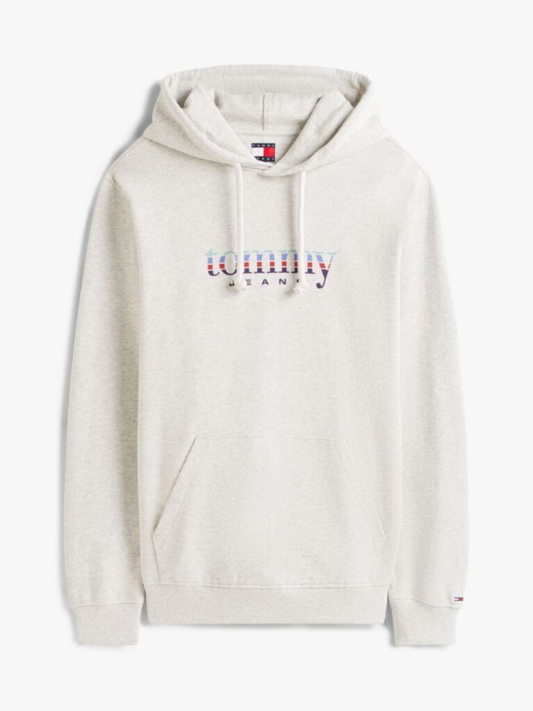 Grey Logo Terry Drawstring Hoody  Men