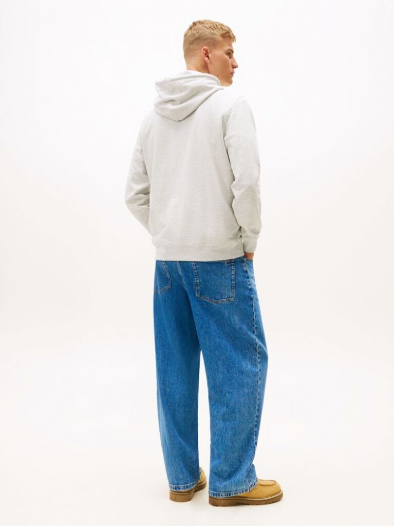 Grey Logo Terry Drawstring Hoody  Men