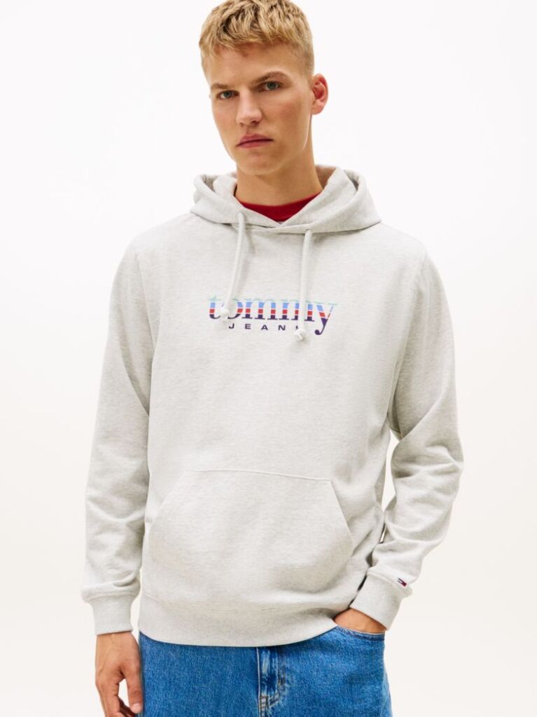 Grey Logo Terry Drawstring Hoody  Men