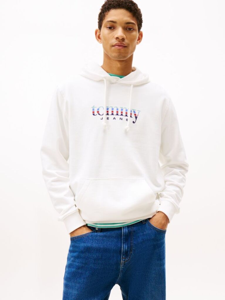 Beige Logo Terry Drawstring Hoody  Men