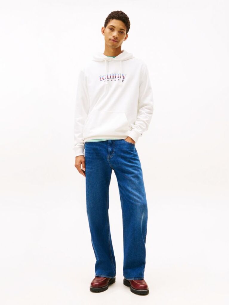 Beige Logo Terry Drawstring Hoody  Men