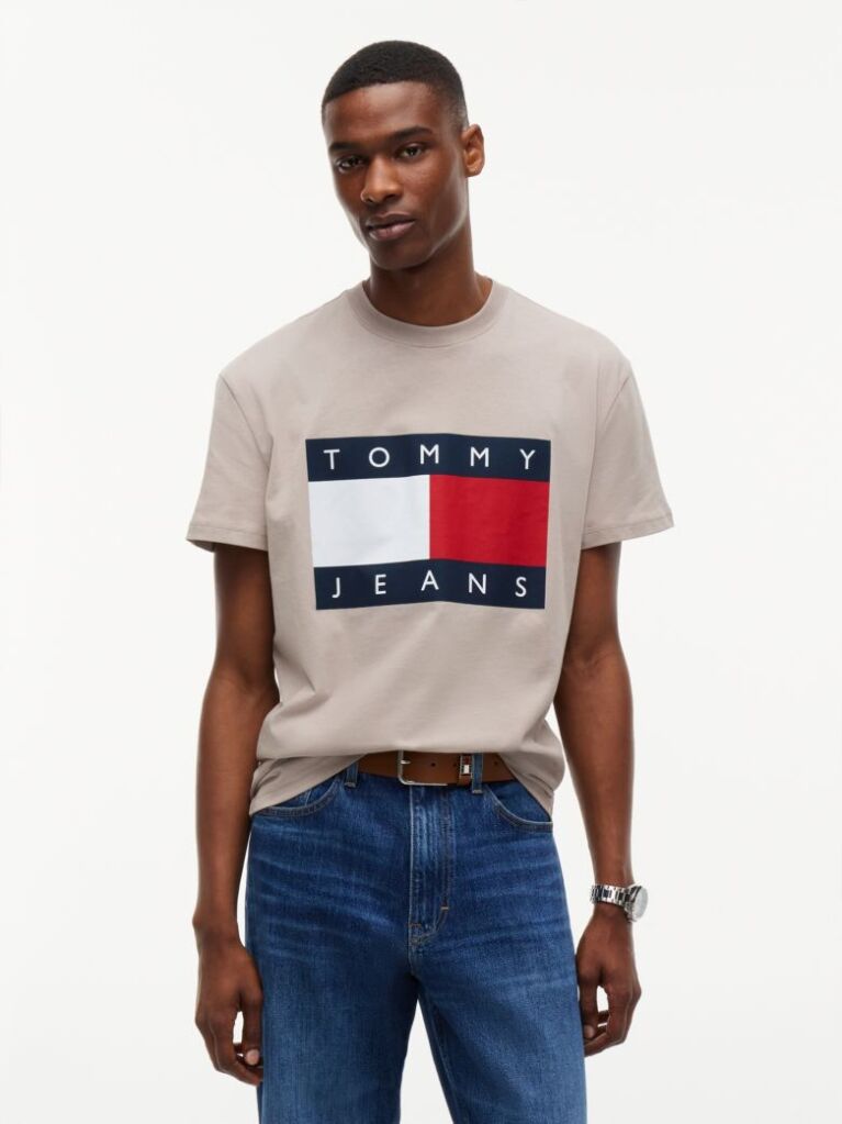 Brown Flag Badge Jersey Crew Neck T-Shirt  Men