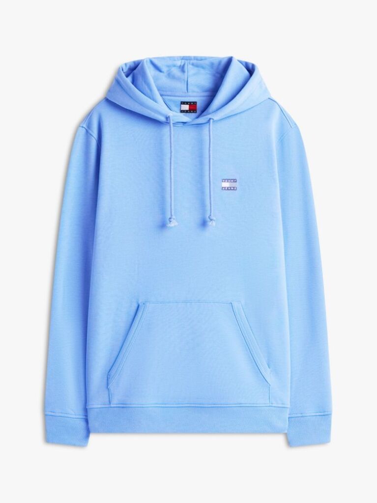 Blue Tommy Badge Terry Drawstring Hoody  Men