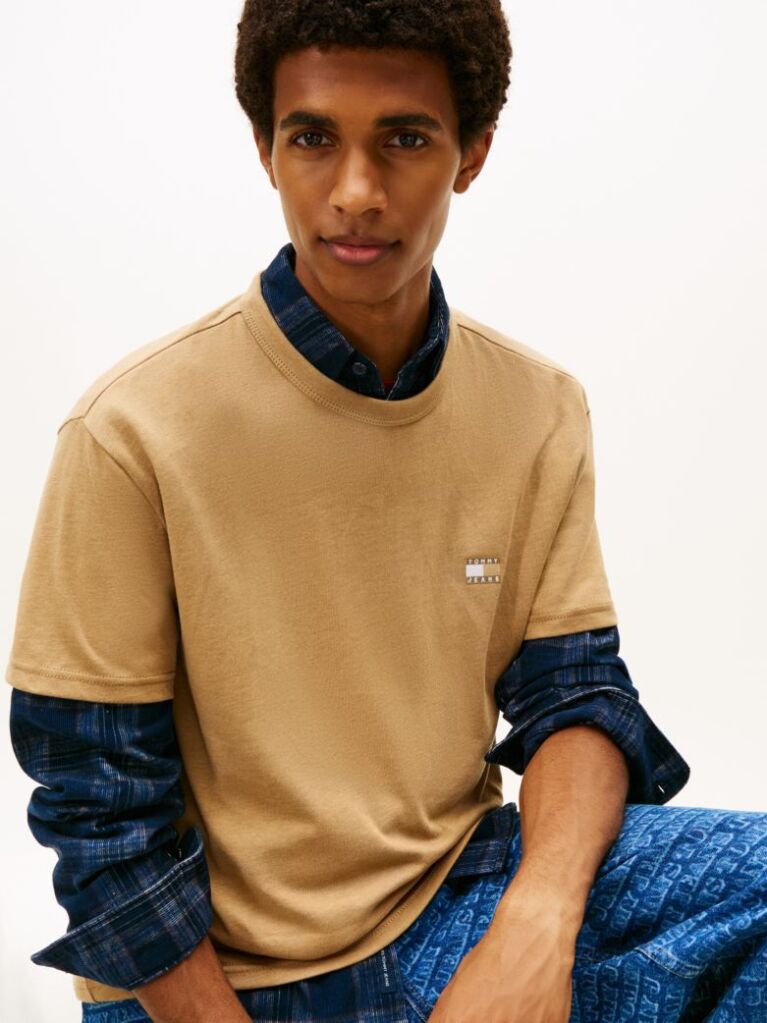 Beige Tonal Tommy Badge Jersey T-Shirt  Men