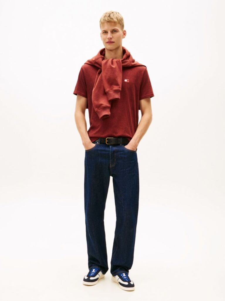 Red Tonal Tommy Badge Jersey T-Shirt  Men