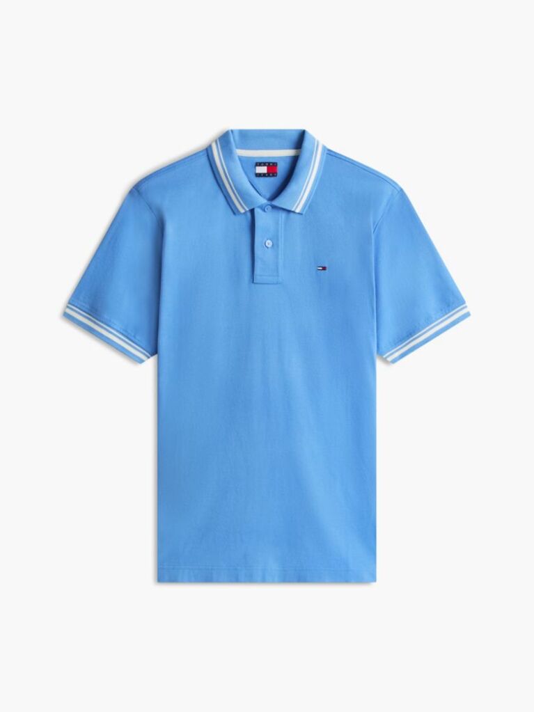 Blue Tommy Flag Regular Fit Tipped Polo Shirt  Men