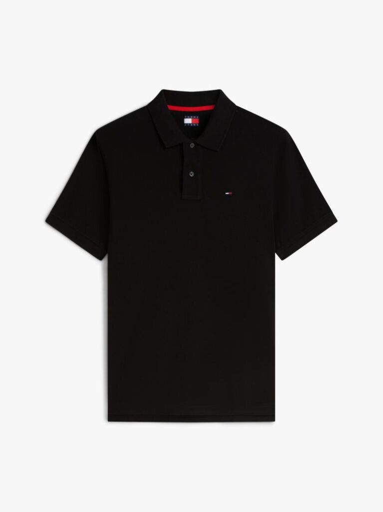 Black Hilfiger Flag Regular Fit Pique Polo Shirt  Men