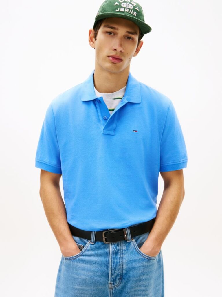 Blue Hilfiger Flag Regular Fit Pique Polo Shirt  Men
