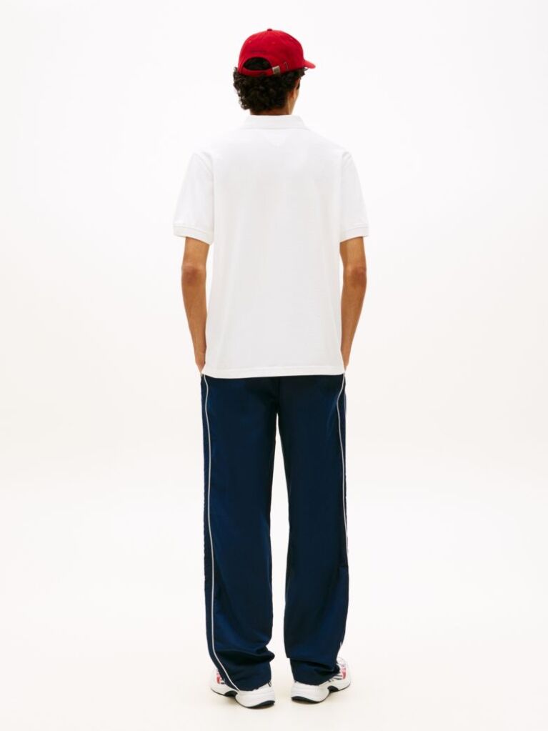 White Hilfiger Flag Regular Fit Pique Polo Shirt  Men