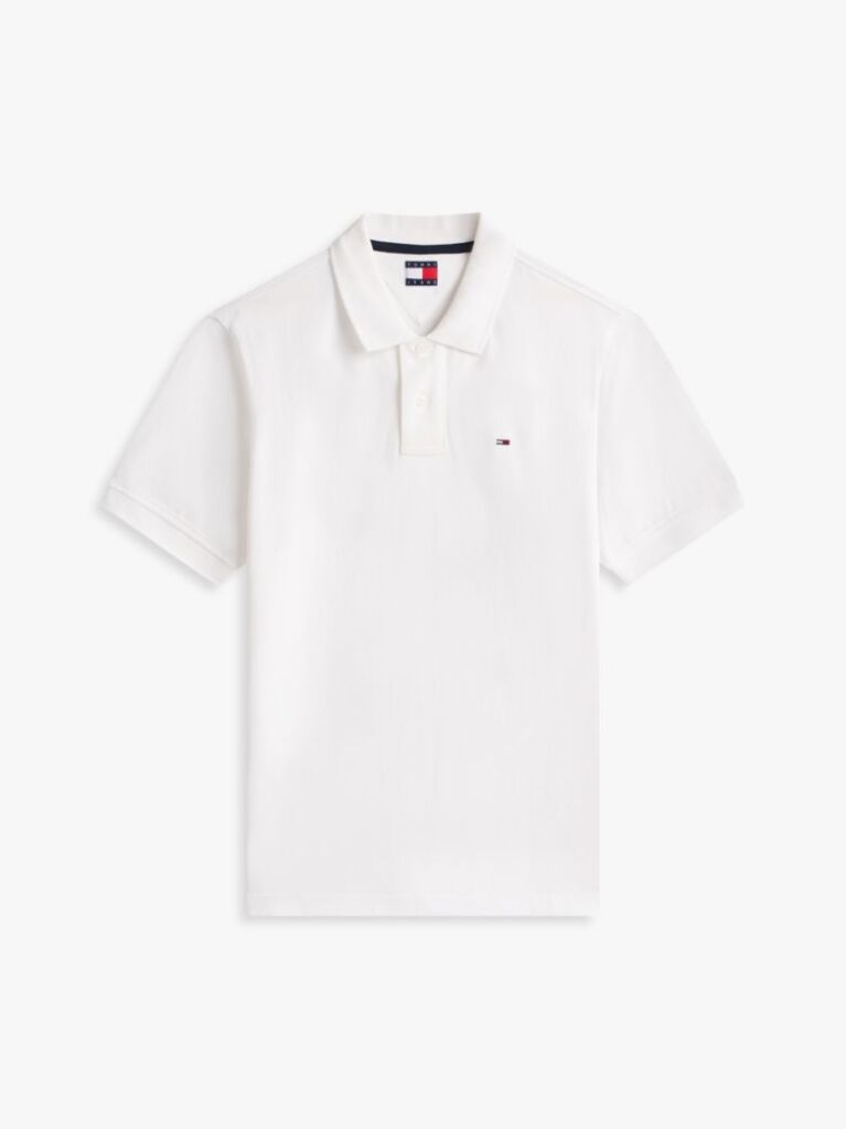 White Hilfiger Flag Regular Fit Pique Polo Shirt  Men