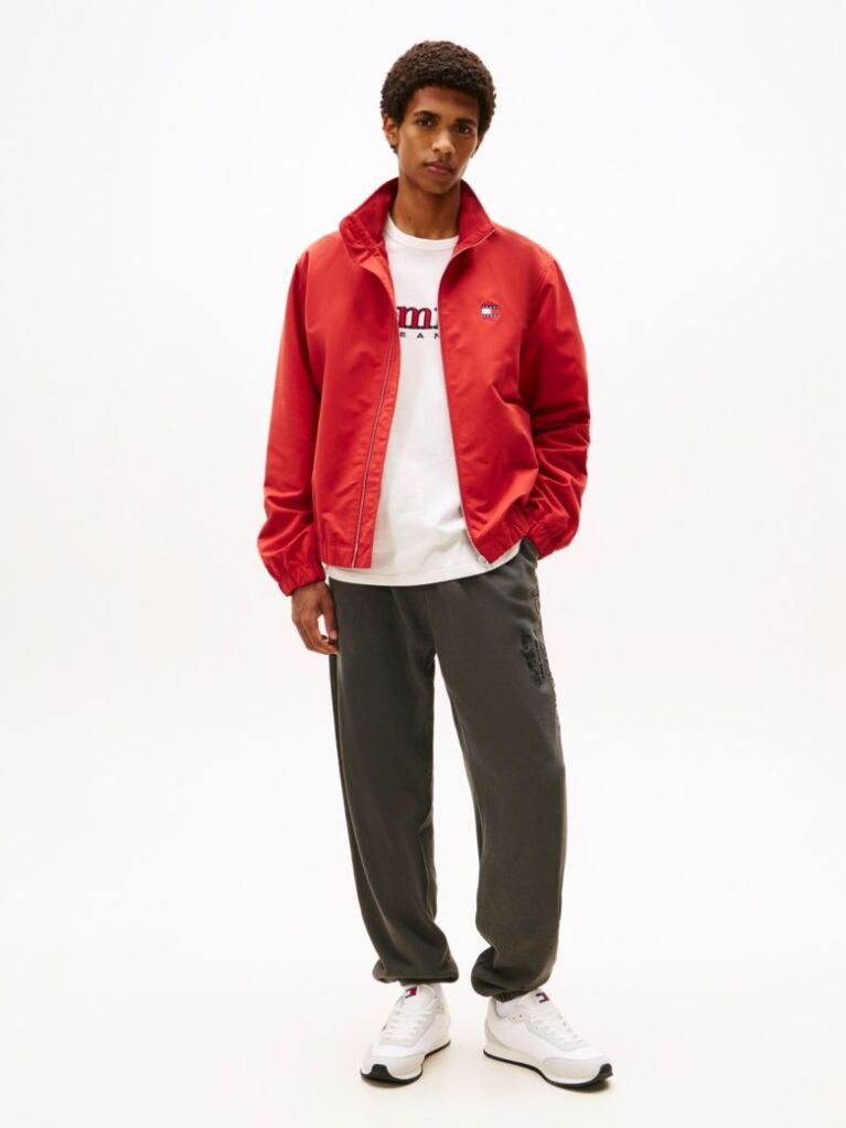 Red Water Repellent Funnel Neck Jacket  Men