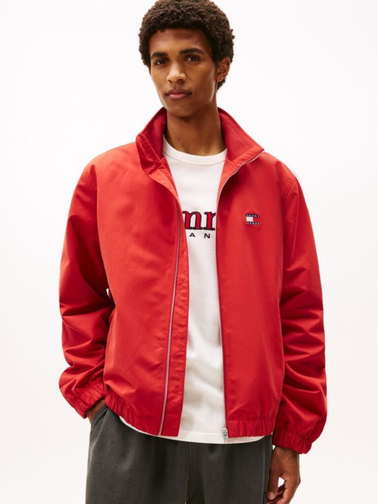 Red Water Repellent Funnel Neck Jacket  Men