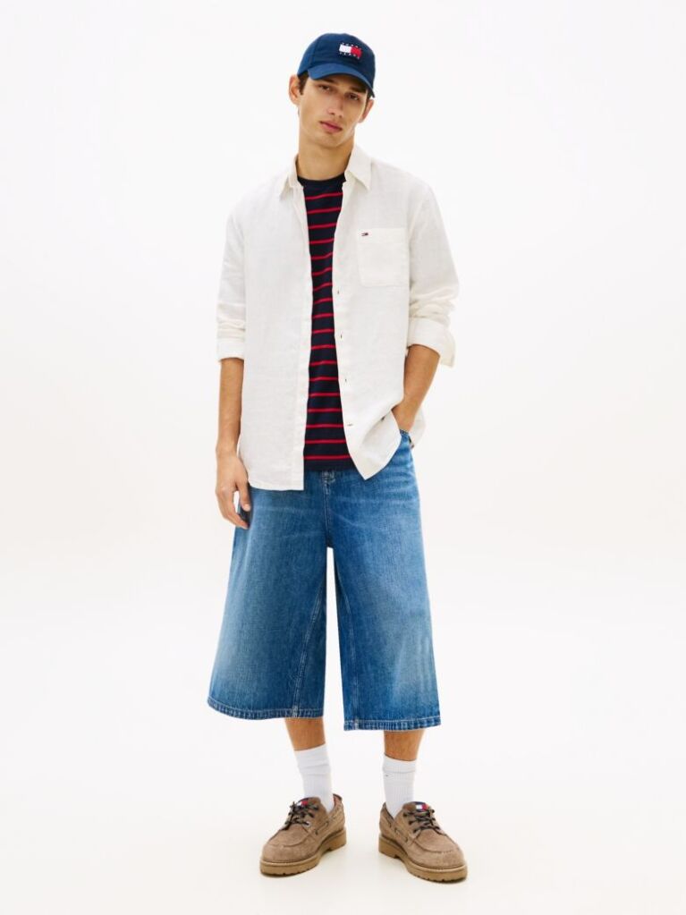 White Regular Fit Button-Down Pure Linen Shirt  Men
