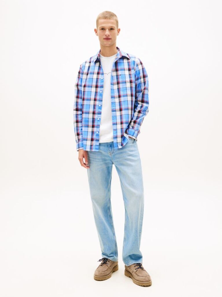 Multi Regular Fit Check Poplin Shirt  Men